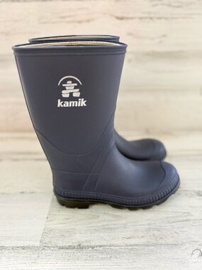 Kamik Girls Size 1 Stomp Pull On Waterproof Rain Snow Boots In Navy